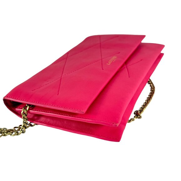 LANVIN Fuchsia Leather Sugar Lambskin Mini Crossbody Wallet Bag Made in Spain - Picture 6 of 14